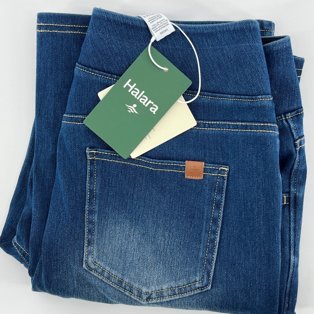 Halara Flex Denim Straight Leg Jeans Blue Faded High Waist M Petite NWT